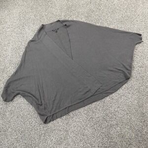 Eileen Fisher Cardigan Womens L Gray Wool Camel Knit Open Sweater Layer Italian